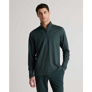 Quince Flowknit Performance Half Zip Green Preppy Casual Golf Minimalist Sz L